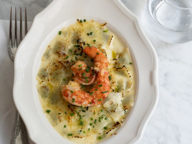 Rocaille - Bistrot, terrasse, vins Ravioles Gambas (selon arrivage)